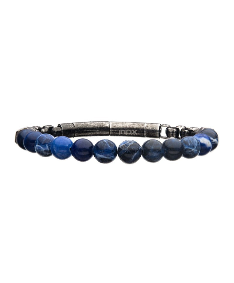 8mm Sodalite Beads and Box Chain Bracelet