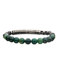 8mm Moss Agate Beads and Box Chain Bracelet