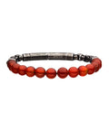 8mm Red Agate Beads and Box Chain Bracelet