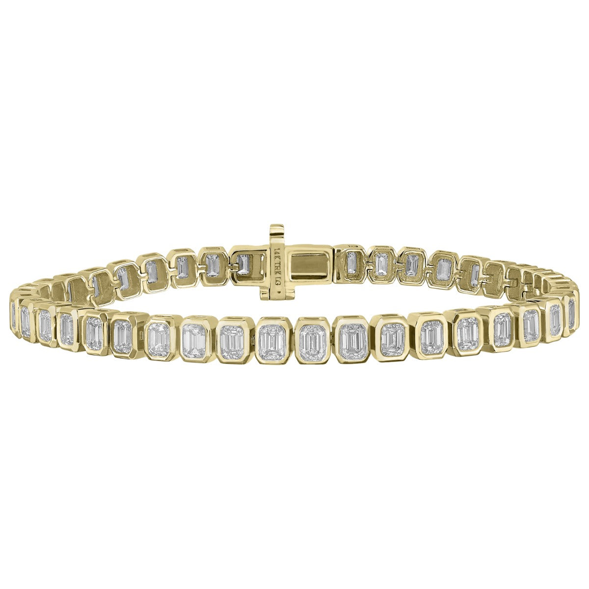 Essence of Elegance Yellow Gold Lab Grown 6 ctw Baguette Diamond Tennis Bracelet