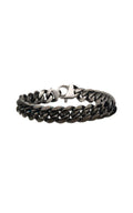 Stainless Steel Matte/ Antiqued & Black Plated Reversible Big Curb Chain Colossi Bracelet