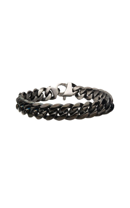 Stainless Steel Matte/ Antiqued & Black Plated Reversible Big Curb Chain Colossi Bracelet