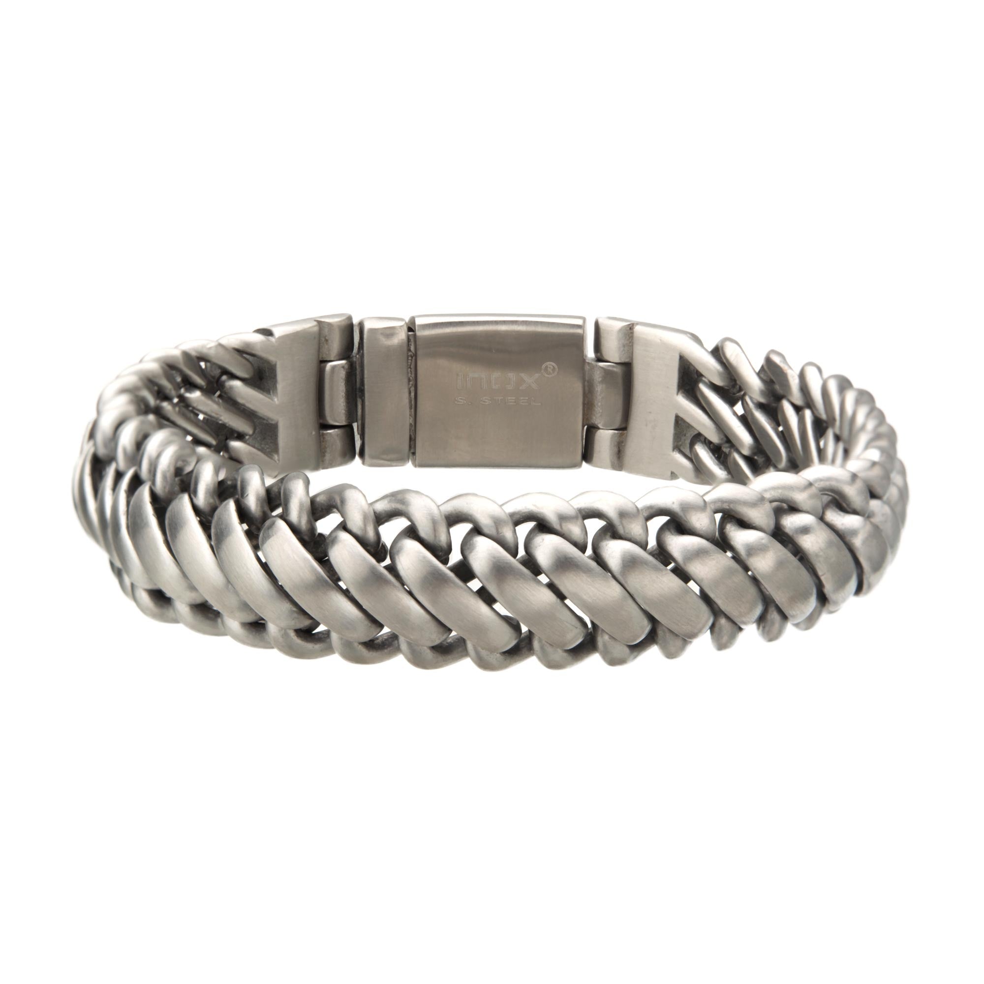 Men's Matte Stainless Steel Big 15mm Double Chain Bracelet