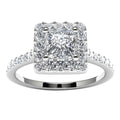 14k White Gold Princess Diamond Halo Engagement Ring Angle View