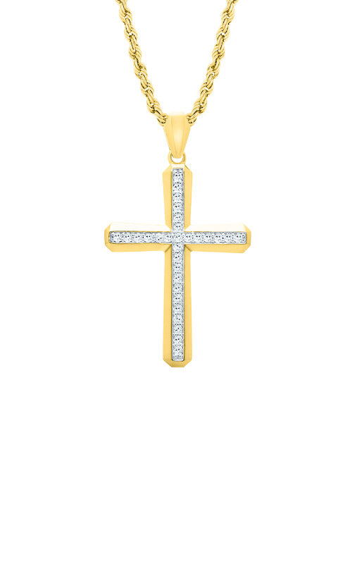 14kt Yellow Gold and Diamond Cross Pendant
