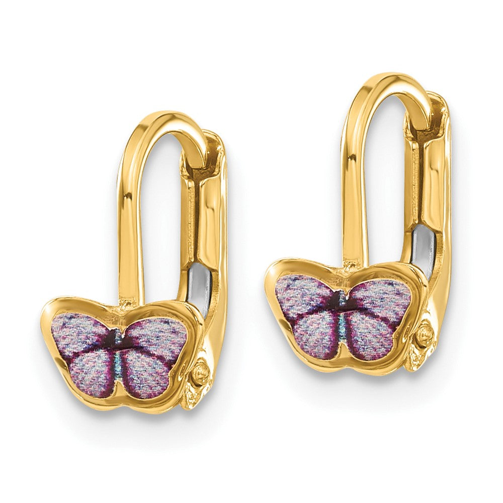 Cocoa Nest 14K Children's Enamel Butterfly Hoop Earrings