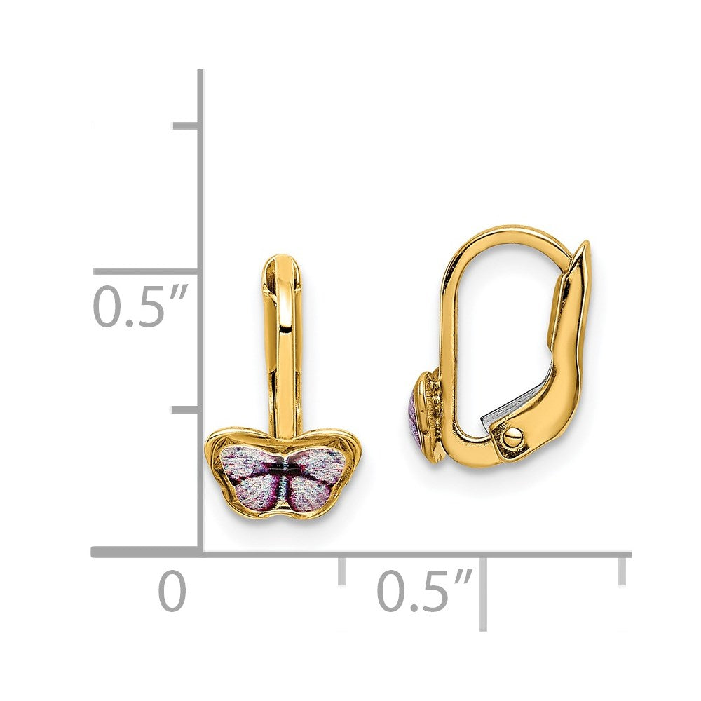 Cocoa Nest 14K Children's Enamel Butterfly Hoop Earrings