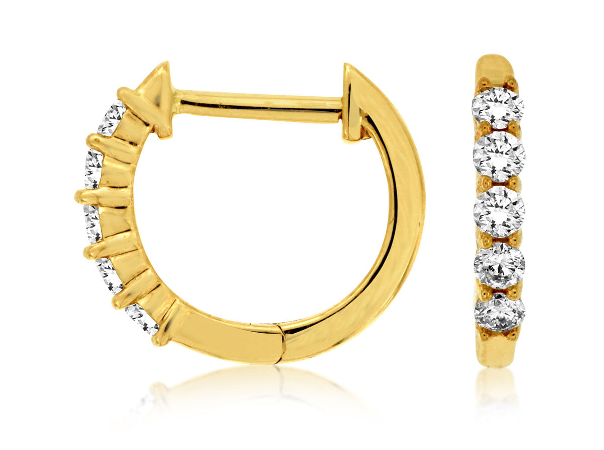 14k Yellow Gold .25ctw Round Diamond Huggie Earrings