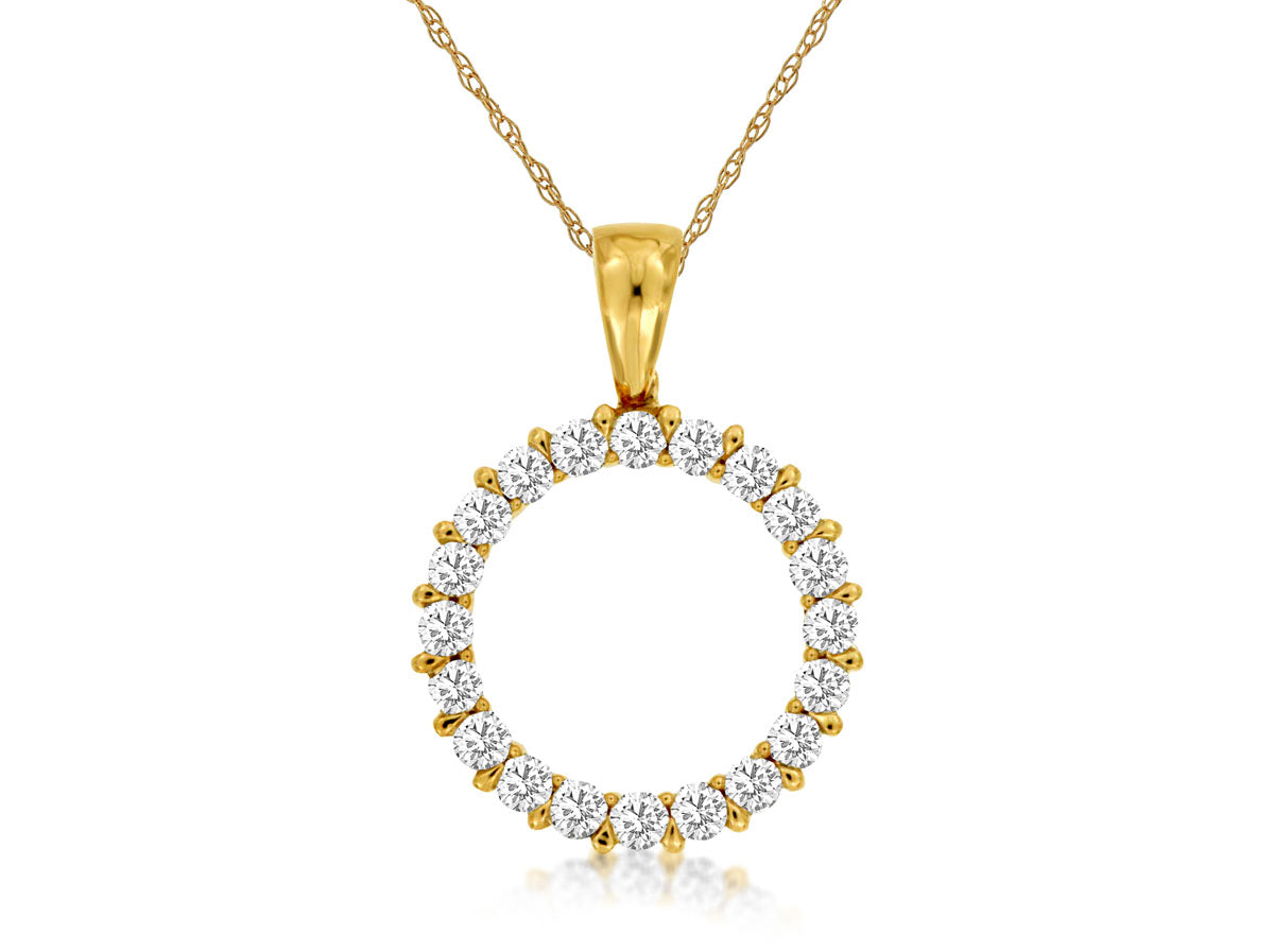 14k Yellow Gold .25ctw Diamond Circle Necklace