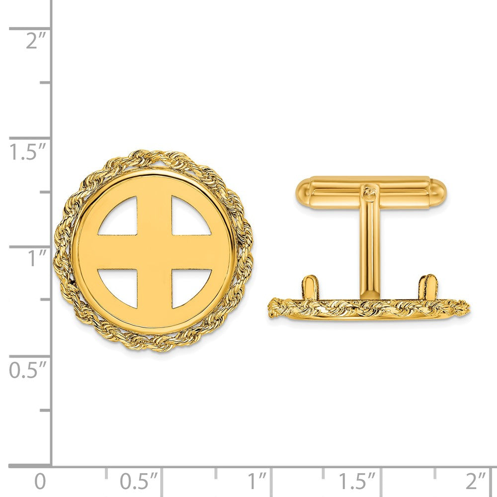 Valora Wideband Distinguished Coin Jewelry 14k Mens Polished Rope Coin Bezel Cuff Links