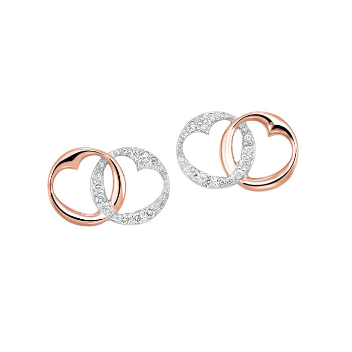 10KT Pink Gold & Diamond Earringt  - 1/5 ctw