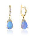 Yellow Gold Opal Teardrop Earrings