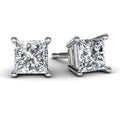 White Gold Princess Diamond Earrings Front View