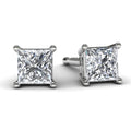 White Gold Princess Diamond Earrings Front View