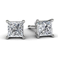 White Gold Princess Diamond Earrings Front View