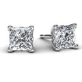 White Gold Princess Diamond Earrings Front View