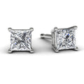 White Gold Princess Diamond Earrings Front View