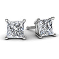 White Gold Princess Diamond Earrings Front View