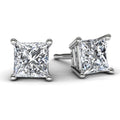 White Gold Princess Diamond Earrings Front View