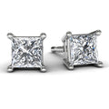 White Gold Princess Diamond Earrings Front View