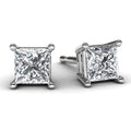 White Gold Princess Diamond Earrings Front View