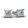 White Gold Princess Diamond Earrings Front View