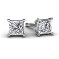 White Gold Princess Diamond Earrings Front View