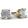 Yellow Gold 1/2 TDW Diamond Solitaire Earrings Front View