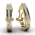 Yellow Gold .25 TDW Round Diamond Hoop Earrings Front View