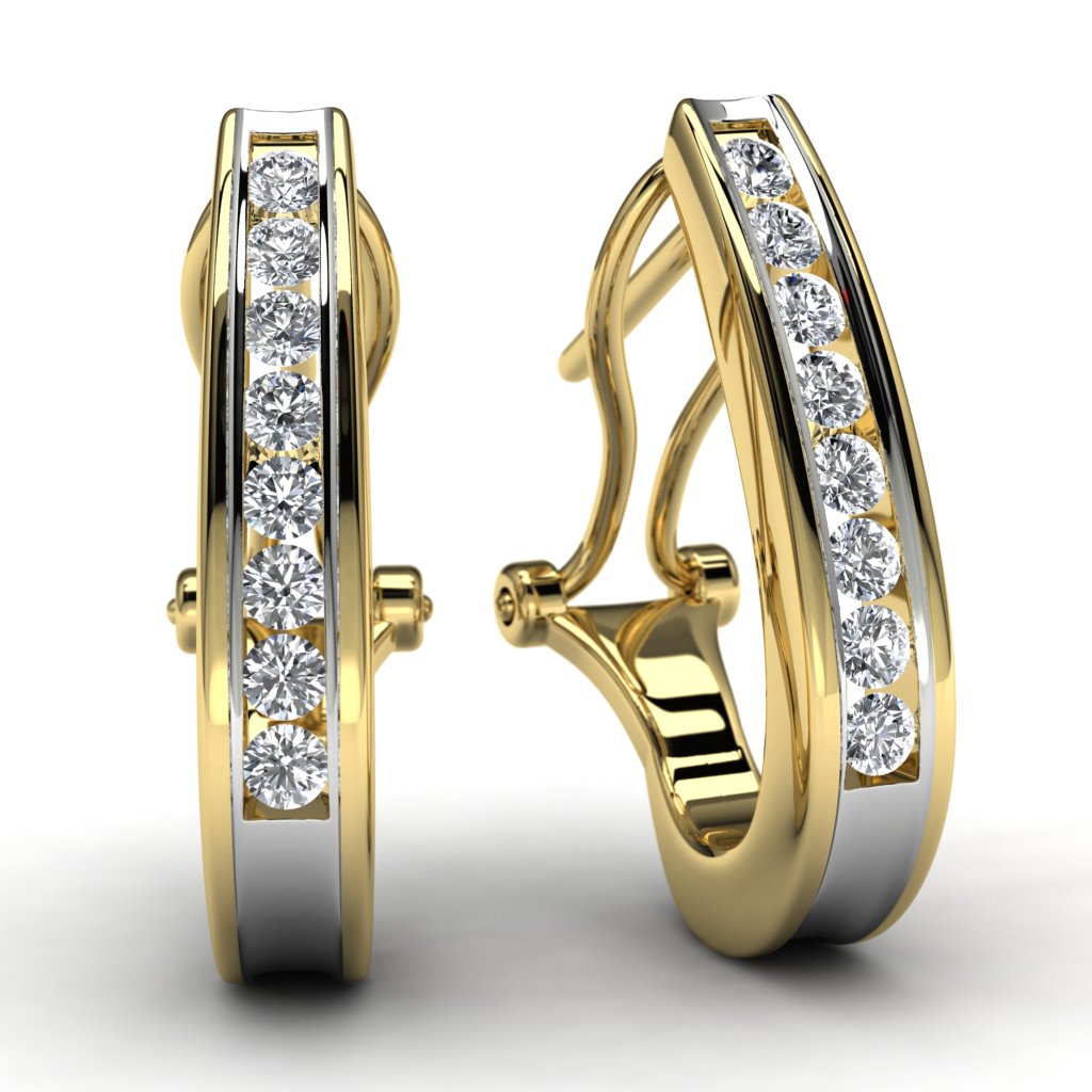 Yellow Gold .25 TDW Round Diamond Hoop Earrings Front View