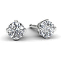 14k White Gold Diamond Solitaire Earrings Front View