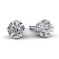 14k White Gold Diamond Solitaire Earrings Front View