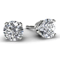 White Gold Diamond Solitaire Earrings Front View