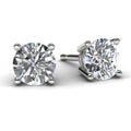 White Gold Diamond Solitaire Earrings Front View