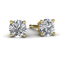 Yellow Gold Round Diamond Earrings Front View