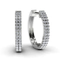 White Gold Round Diamond Hoop Earrings Front View