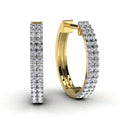 Yellow Gold Round Diamond Hoop Earrings Front View