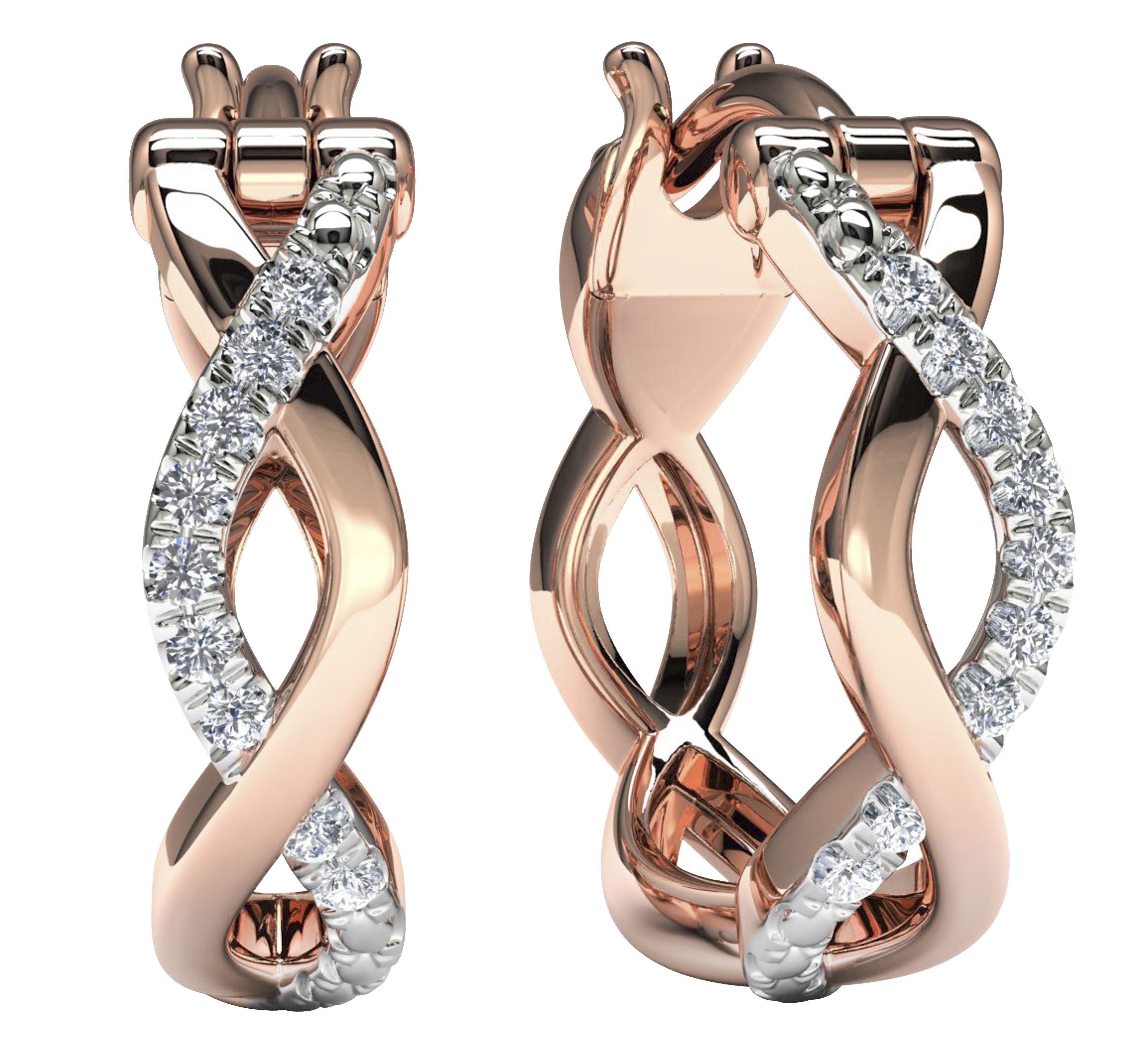 10k Rose Gold Diamond Hoop Earrings