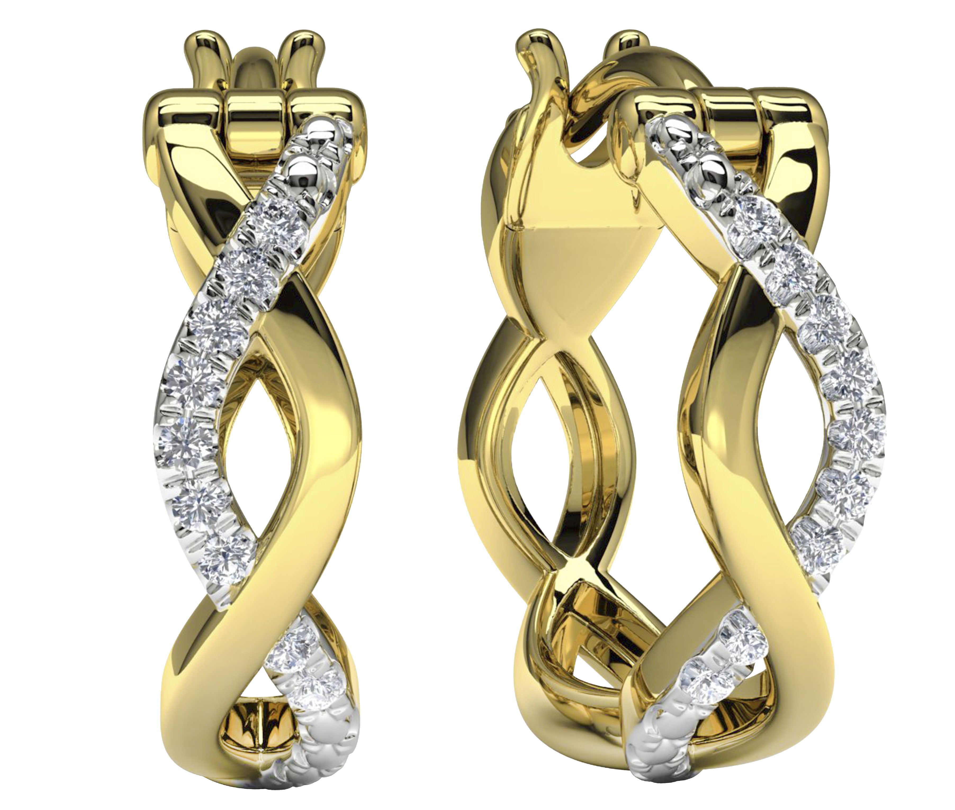 10k Yellow Gold Diamond Hoop Earrings