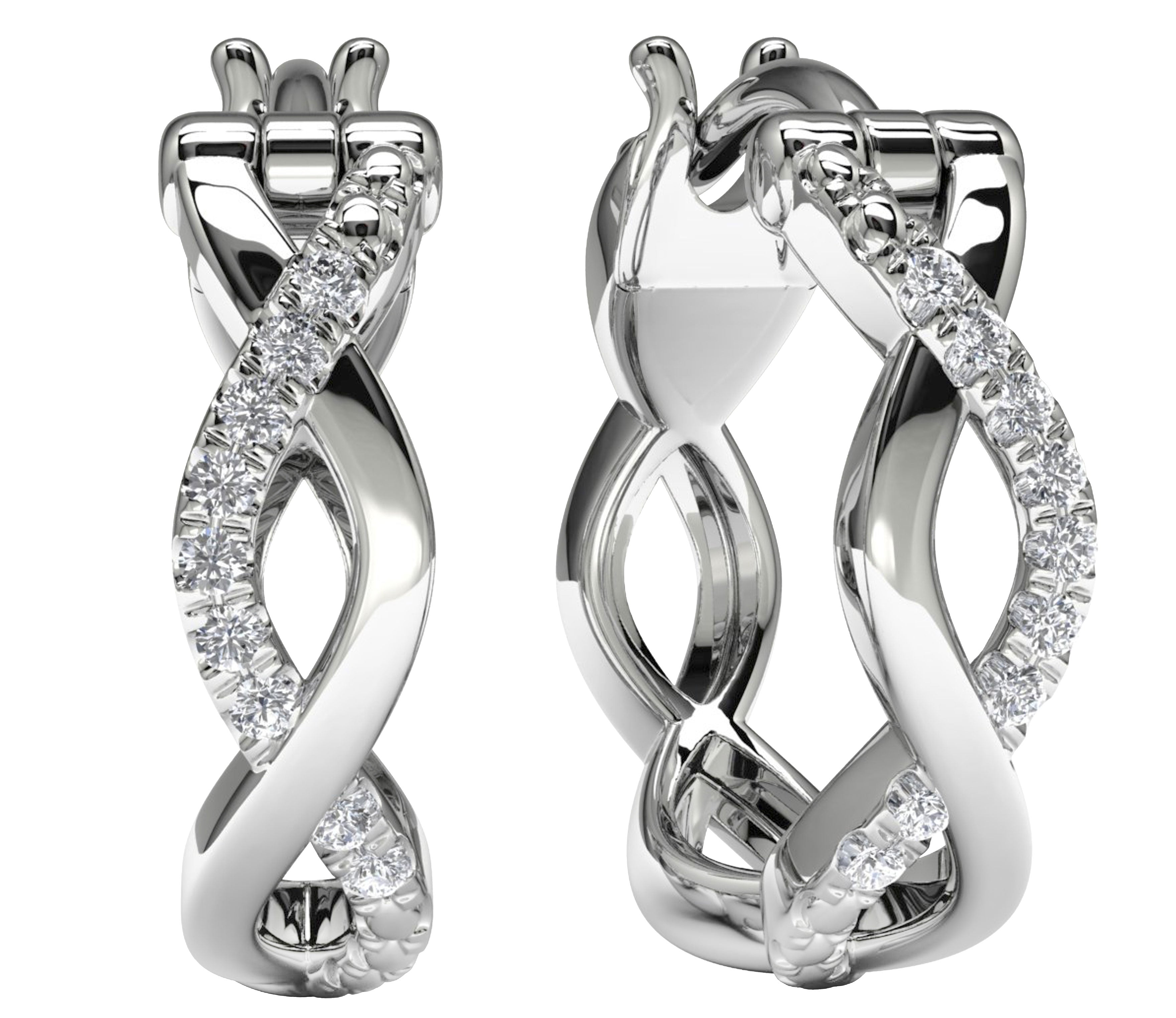10k White Gold Diamond Hoop Earrings