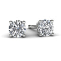 White Gold Round Diamond Earrings Front View