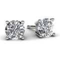 White Gold Round Diamond Earrings Front View