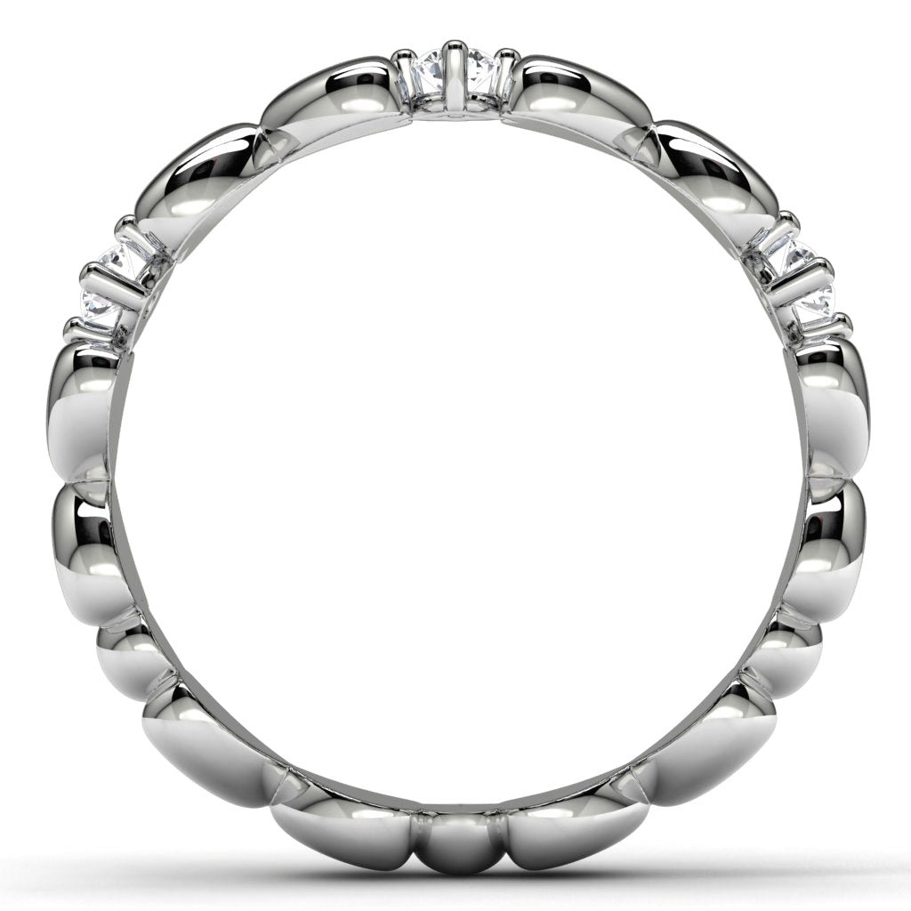 10k White Gold Diamond Heart Ring Finger View
