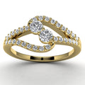 14k Yellow Gold Diamond Engagement Ring Angle View