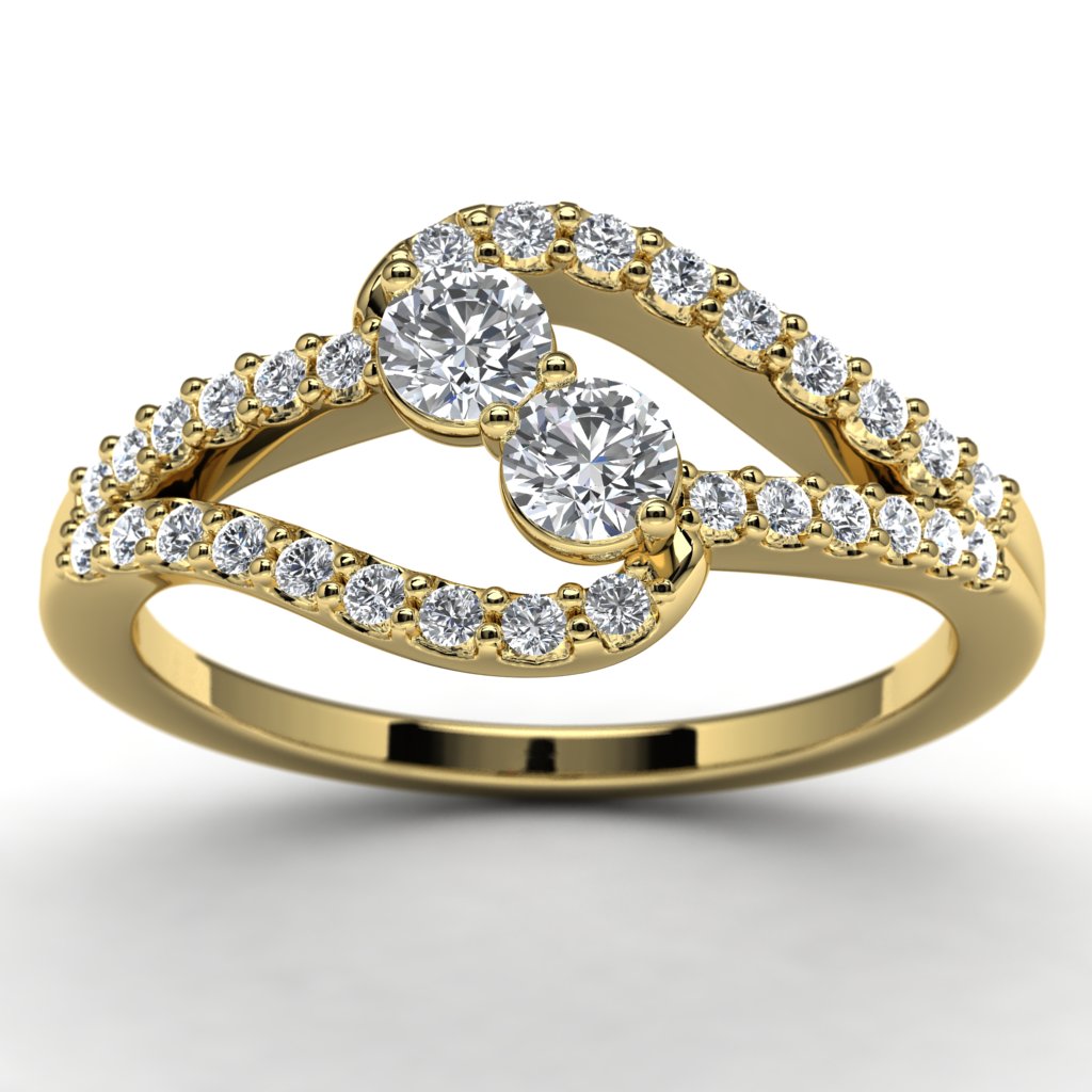 14k Yellow Gold Diamond Engagement Ring Angle View