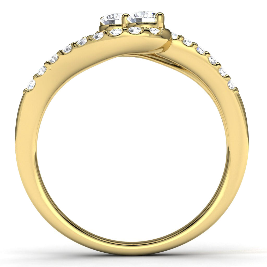 14k Yellow Gold Diamond Engagement Ring Finger View