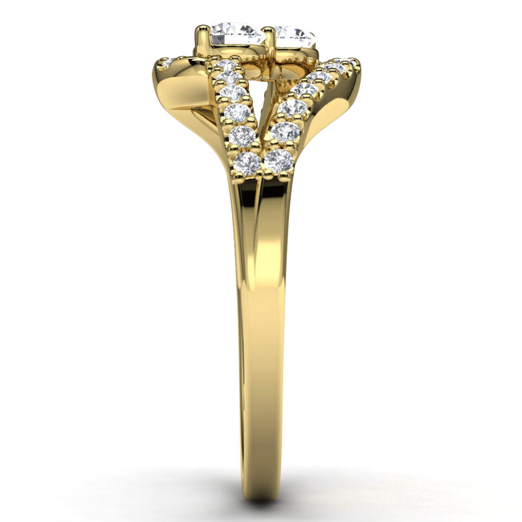 14k Yellow Gold Diamond Engagement Ring Side View