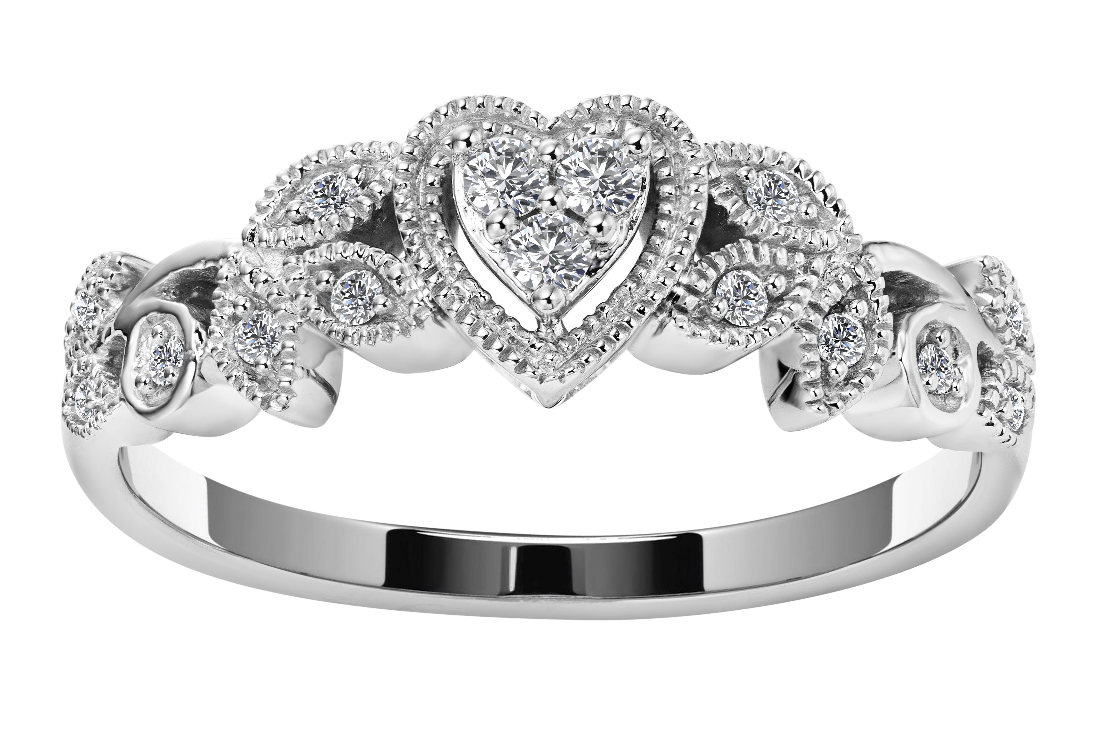 10k White Gold Infinity Diamond Heart Ring