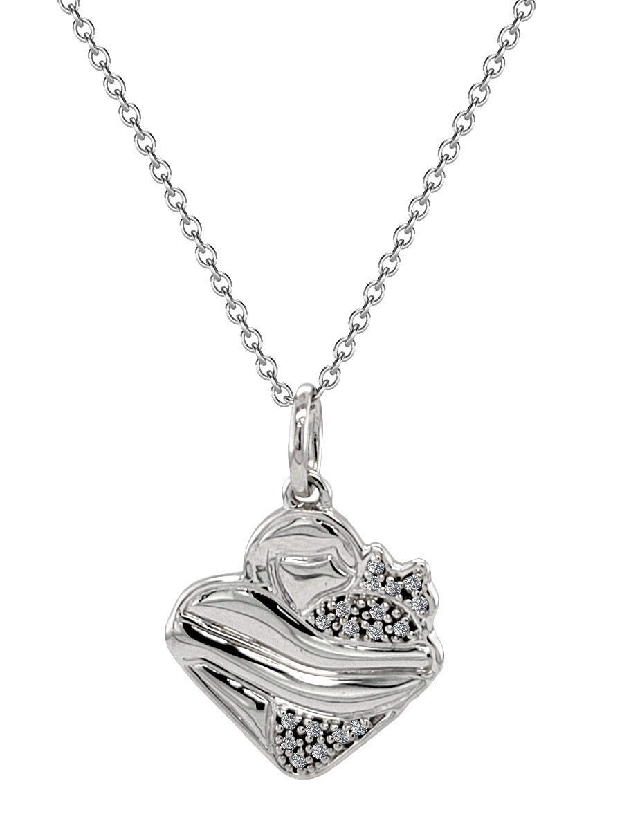 LCHS Sterling Silver Diamond Cat Pendant