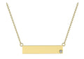 Yellow Gold Bar Neclace Diamond Accent Front View